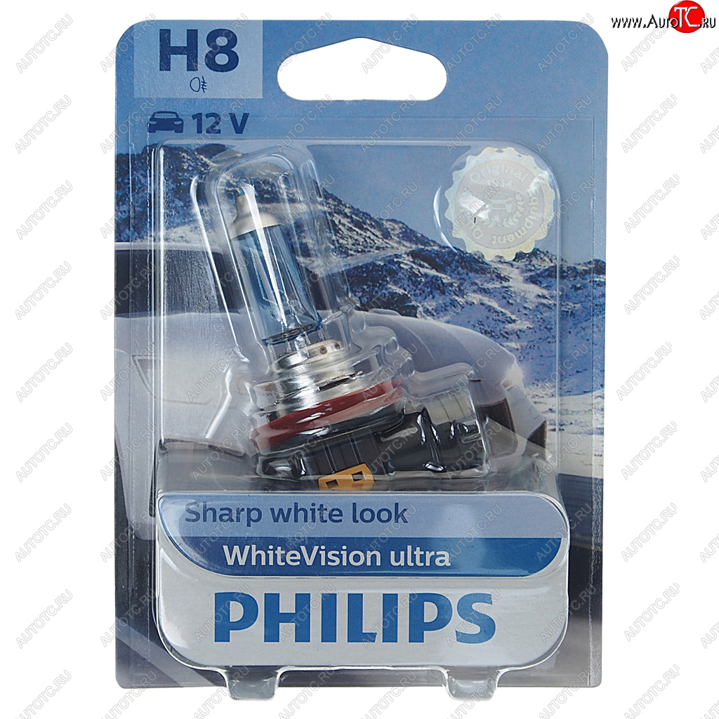 Лампа 12V H8 35W PGJ19-1 блистер (1шт.) White Vision Ultra PHILIPS 12360wvuбл