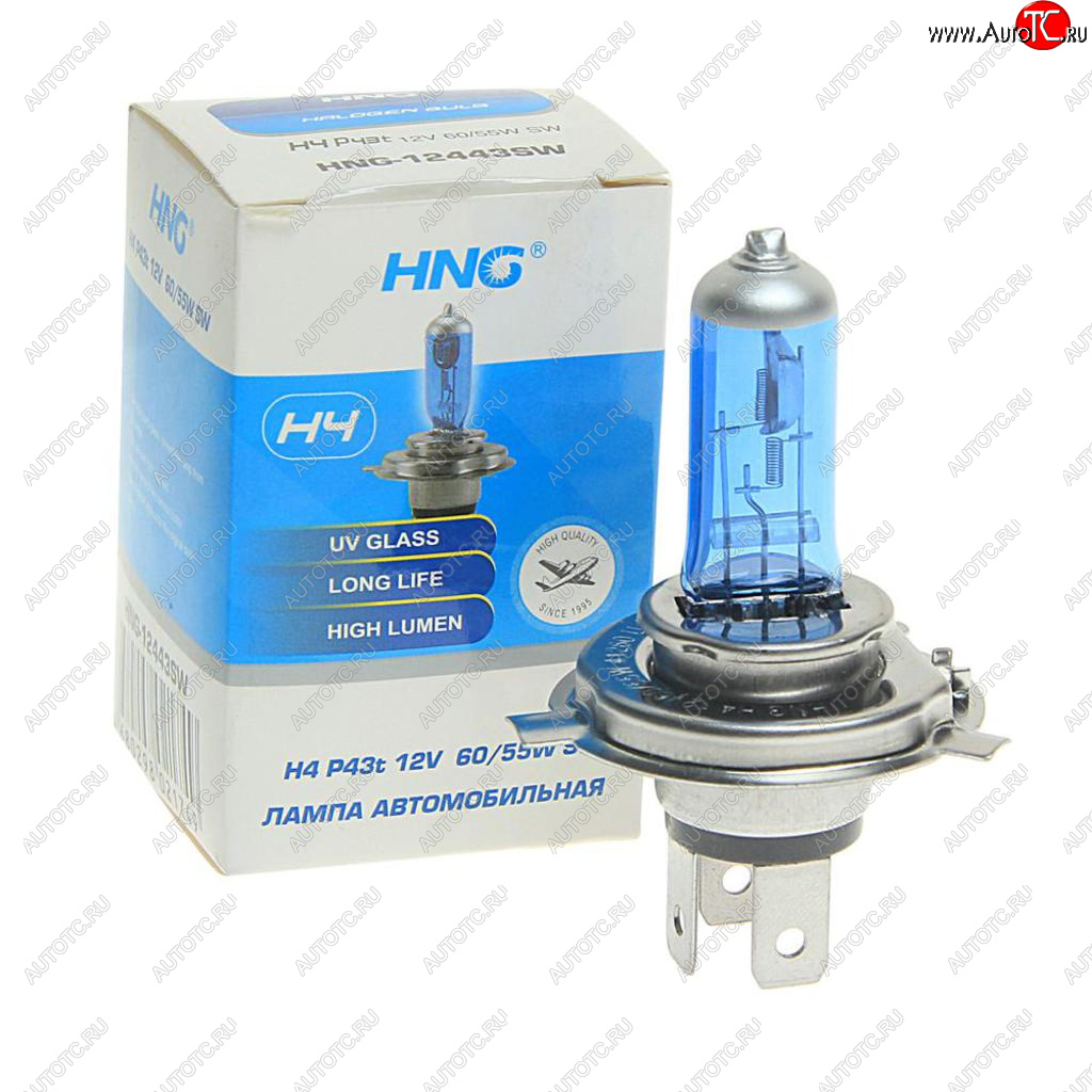 Лампа 12V H4 6055W P43t Super White HNG 12443sw