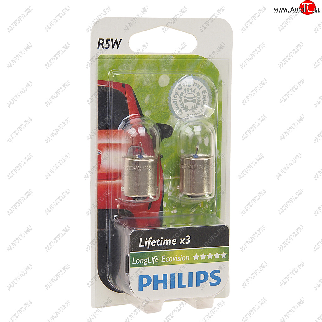 Лампа 12V R5W BA15s блистер (2шт.) Long Life Eco Vision PHILIPS 12821llecob2