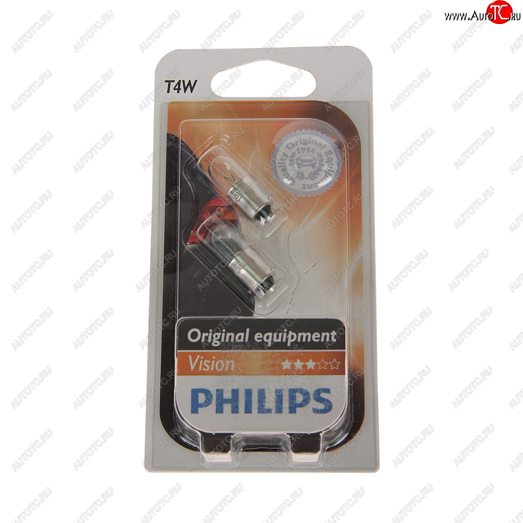 Лампа 12V T4W BA9s блистер (2шт.) PHILIPS PHILIPS 12929b2 12929b2