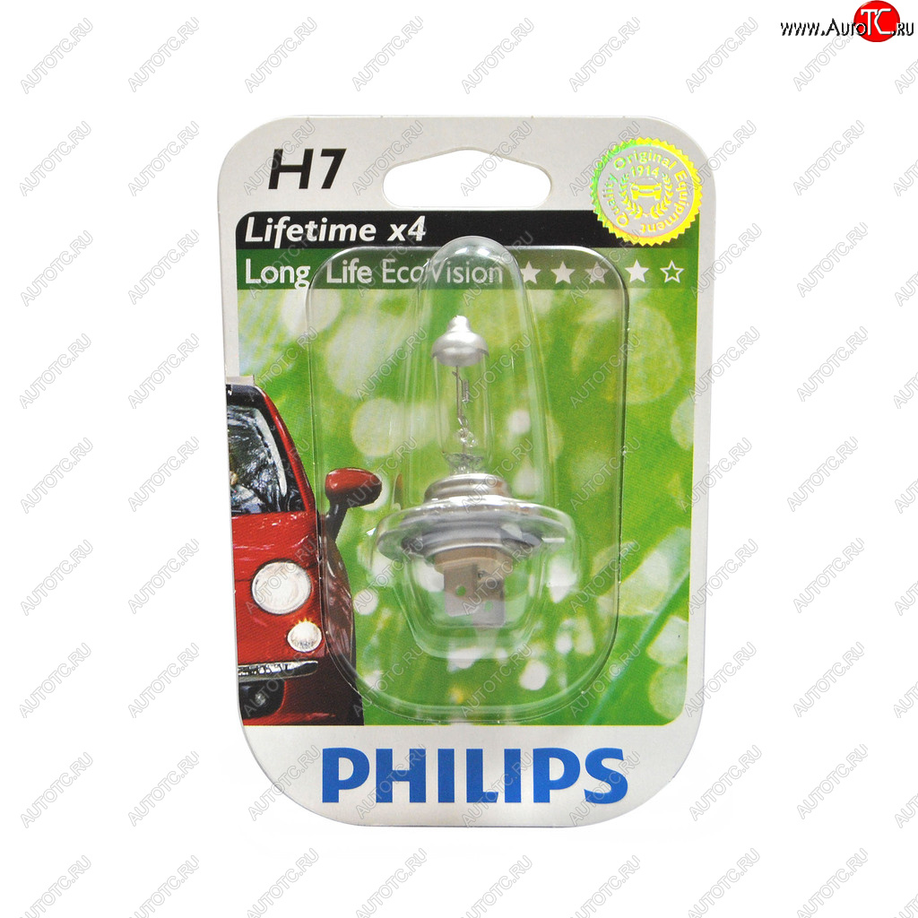 Лампа 12V H7 55W PX26d блистер (1шт.) Long Life Eco Vision PHILIPS 12972llecob1