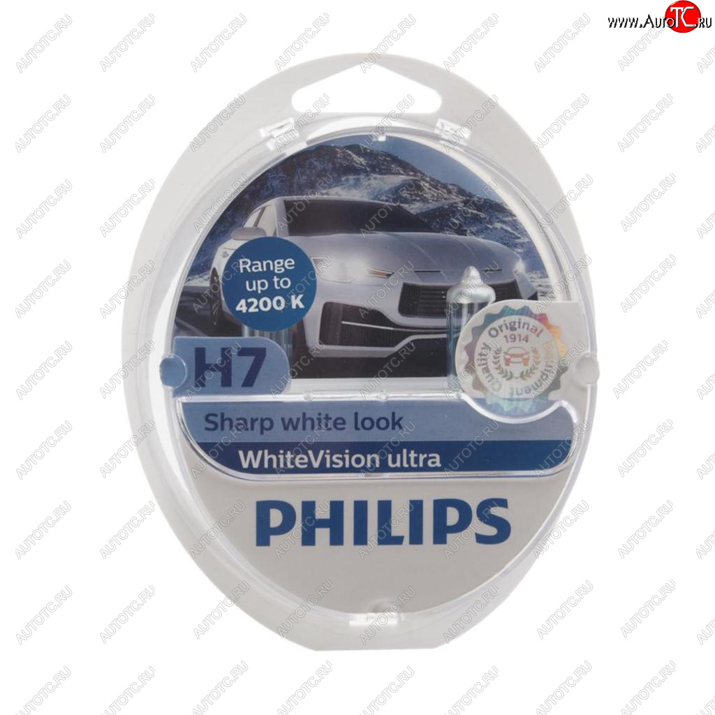 Лампа набор 12V H7 55W+W5WT105 PX26d 4200K бокс (2шт.+2шт.) White Vision Ultra PHILIPS 12972wvu2