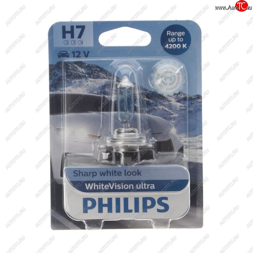 Лампа 12V H7 55W PX26d 4200K блистер (1шт.) White Vision Ultra PHILIPS 12972wvuбл