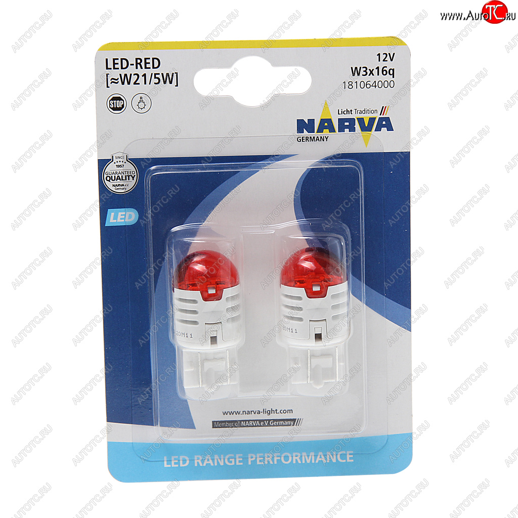 Лампа светодиодная 12V W215W 0.8W1.75W W3x16q блистер (2шт.) Red Range Perfomance LED NARVA 181064000