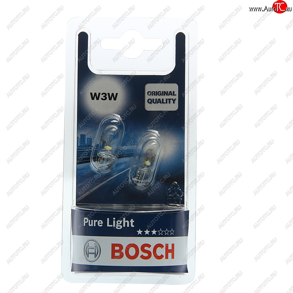 Лампа 12V W3W W2.1х9.5d блистер (2шт.) Pure Light BOSCH 1987301028