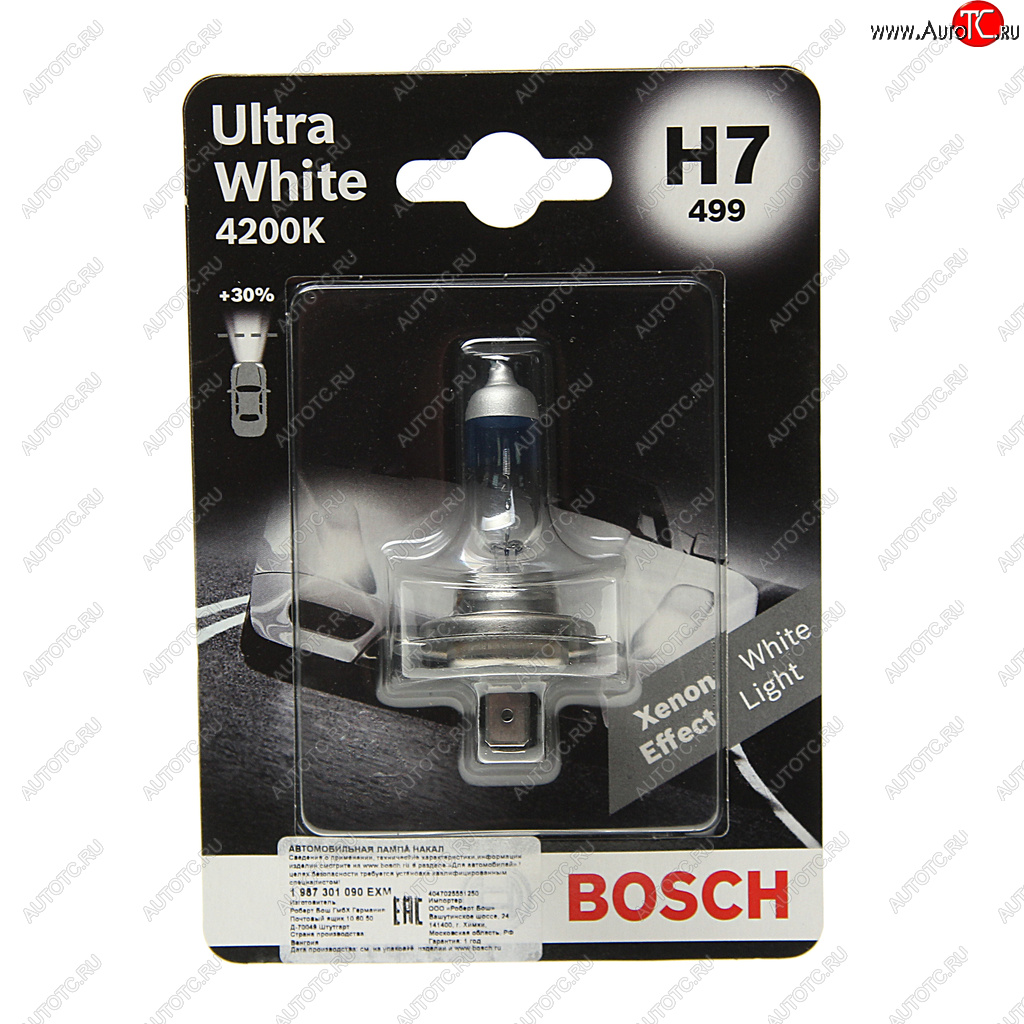 Лампа 12V H7 55W PX26d блистер (1шт.) Ultra White BOSCH BOSCH 1987301090 1987301090