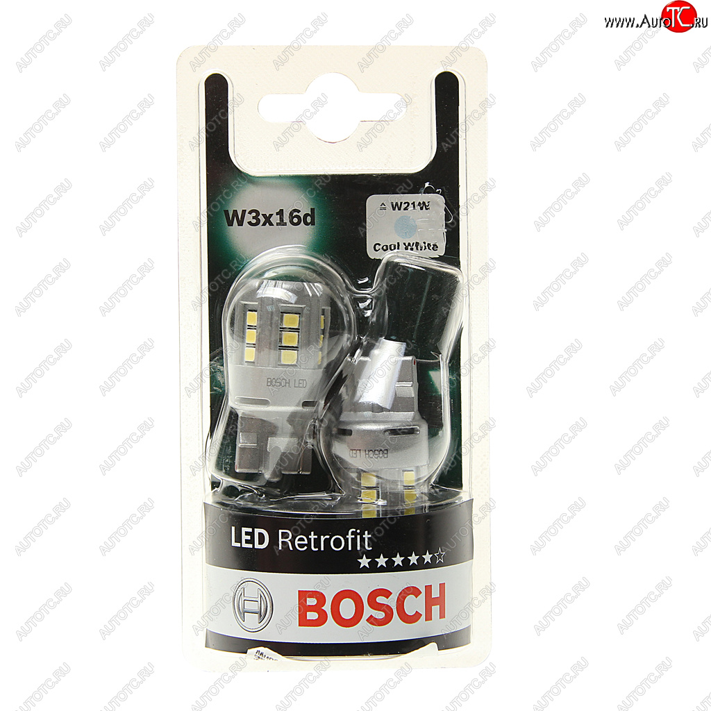 Лампа светодиодная 12V W21W W3x16d 6000K блистер (2шт.) Retrofit BOSCH 1987301524