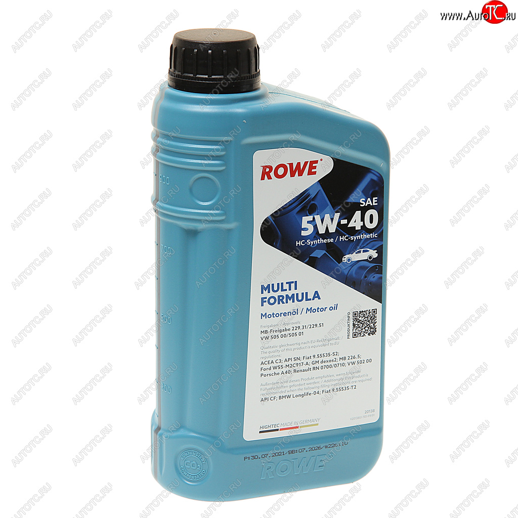 Масло моторное HIGHTEC MULTI FORMULA C3SNCF 5W40 синт.1л ROWE 20138-0010-99