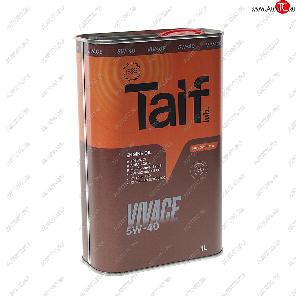 Масло моторное VIVACE PAO 5W40 SNCFA3B4 синт.1л TAIF 211025