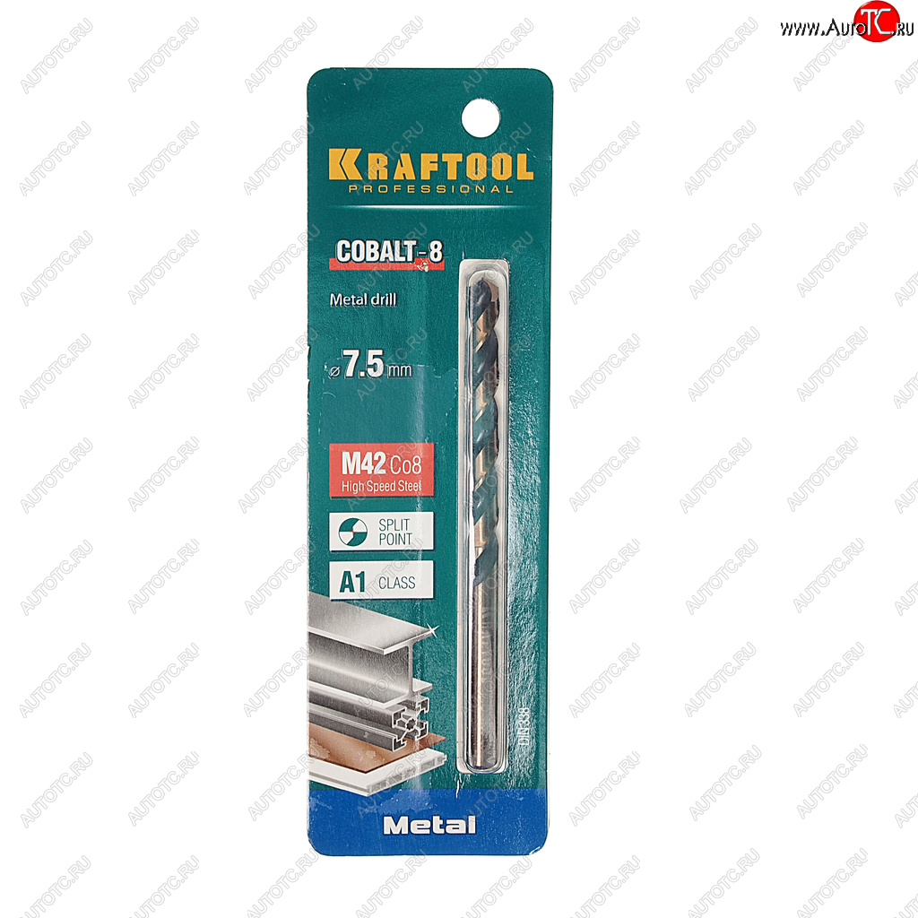 Сверло по металлу 7.5х109мм HSS Cobalt KRAFTOOL 29656-7.5