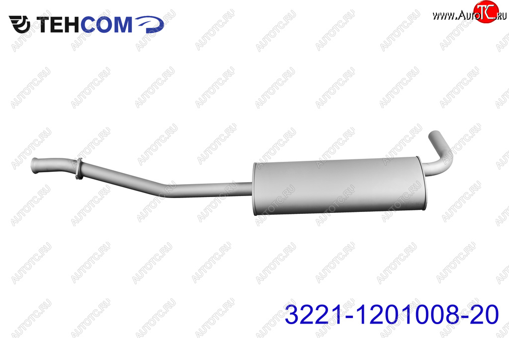 Глушитель ГАЗ-3302,3221 дв.Крайслер,УМЗ ЕВРО-4 выход боковой с длинной трубой ТЕХКОМ 3221-1201008-20
