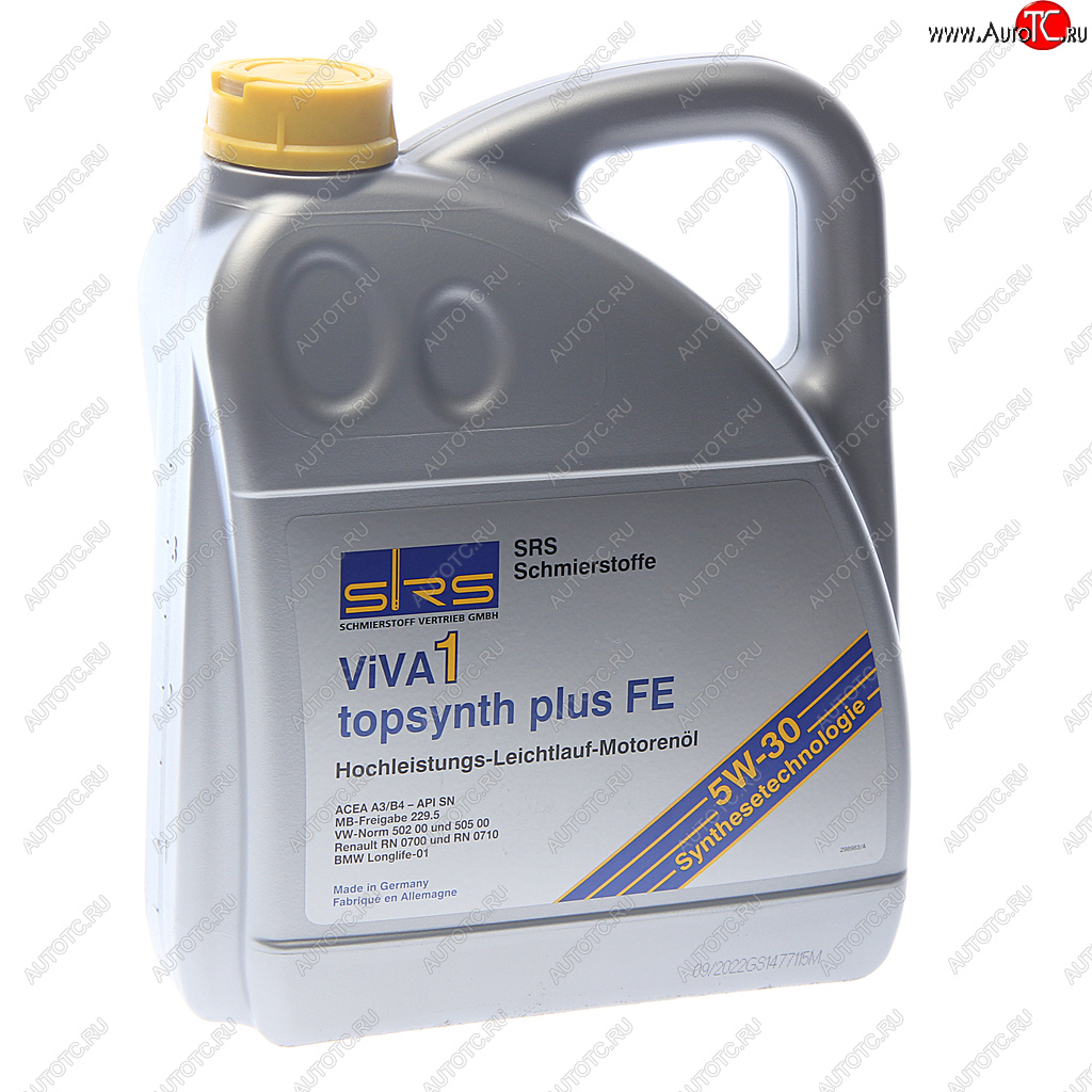 Масло моторное VIVA 1 TOPSYNTH Plus FE 5W30 синт.4л SRS 32917