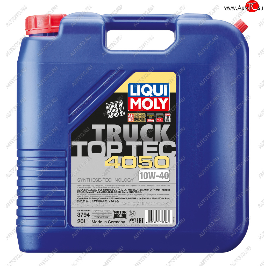 Масло дизельное TOP TEC Truck 4050 10W40 синт.20л LIQUI MOLY 3794