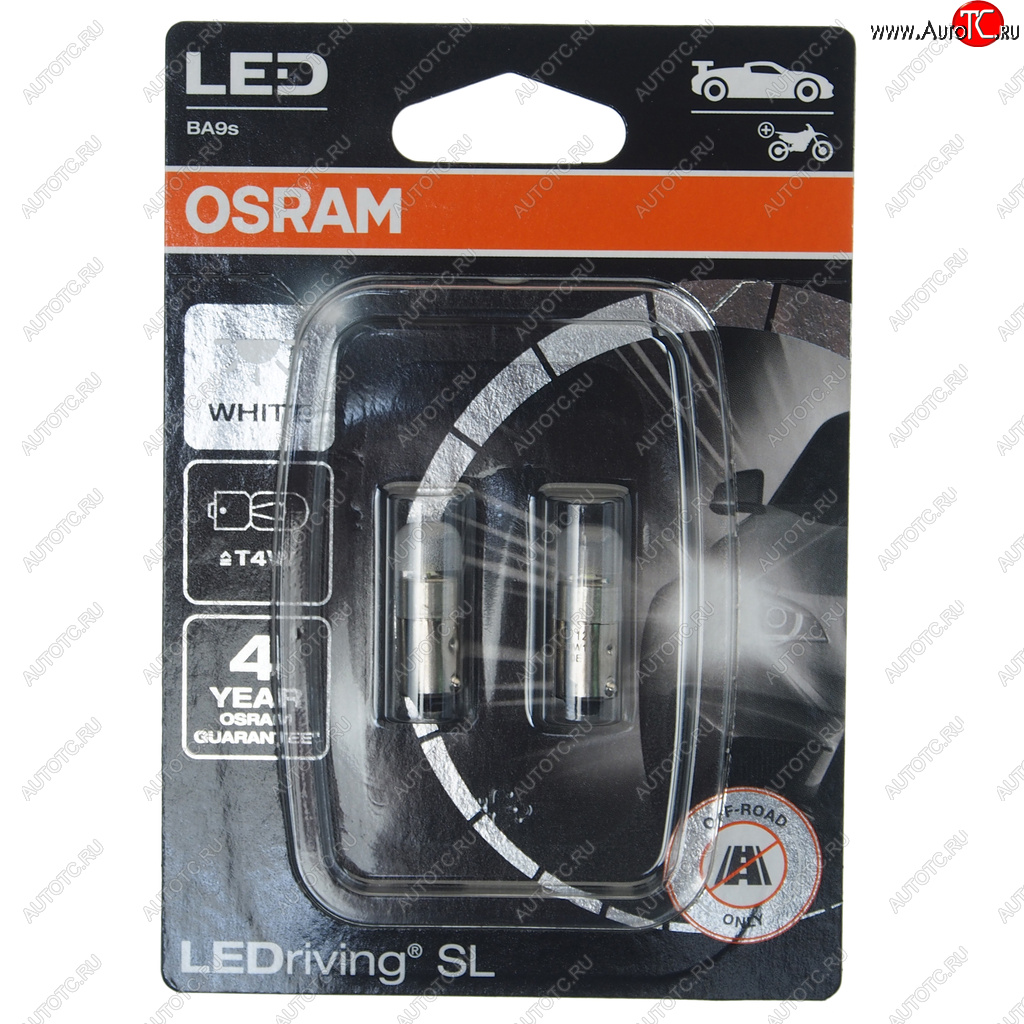 Лампа светодиодная 12V T4W BA9s 6000K блистер (2шт.) OSRAM OSRAM 3893dwp-2бл 3893dwp-2бл