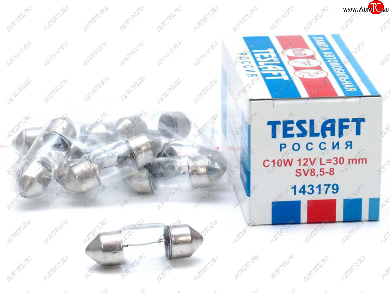 Лампа 12V C10W SV8.5-8 30мм 110лм TESLAFT (Россия) 4631111143179