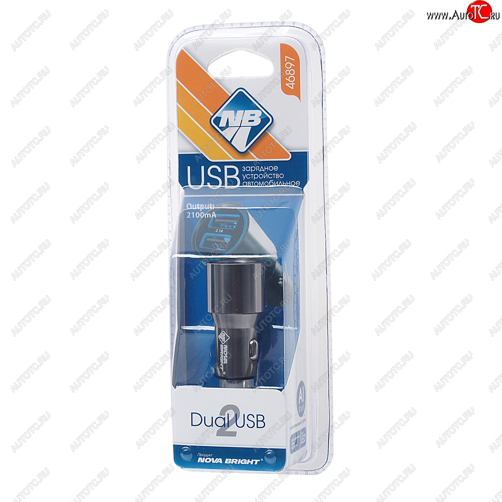 Устройство зарядное в прикуриватель 2USB 12V 2.1А NOVA BRIGHT 46897