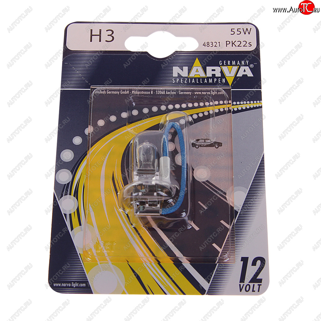 Лампа 12V H3 55W PK22s блистер (1шт.) Standard NARVA 483214000