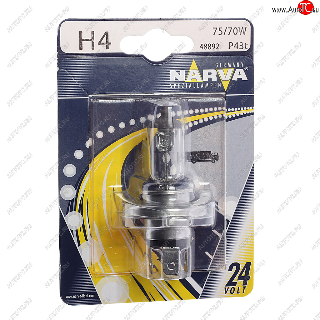 Лампа 24V H4 7570W P43t-38 блистер (1шт.) Standard NARVA 488924000