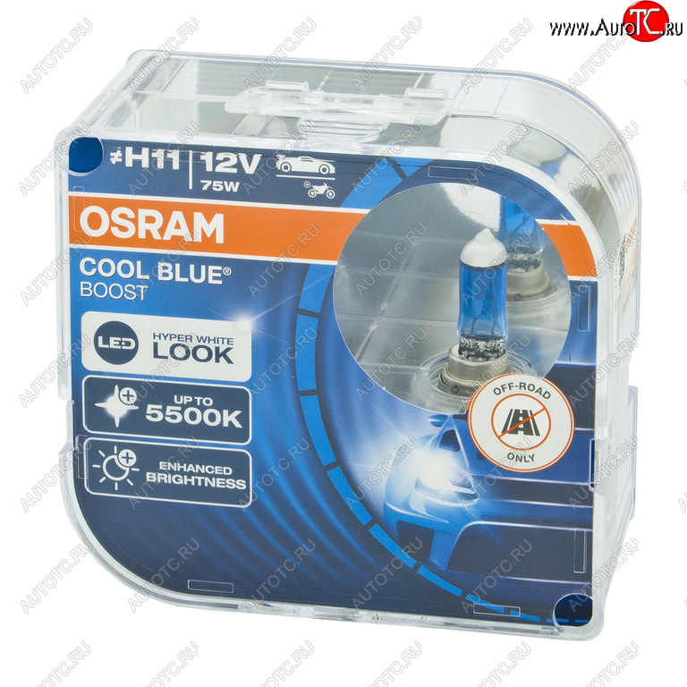 Лампа 12V H11 75W PGJ19-2 5500K бокс (2шт.) Cool Blue Boost OSRAM 62211cbb-hcb