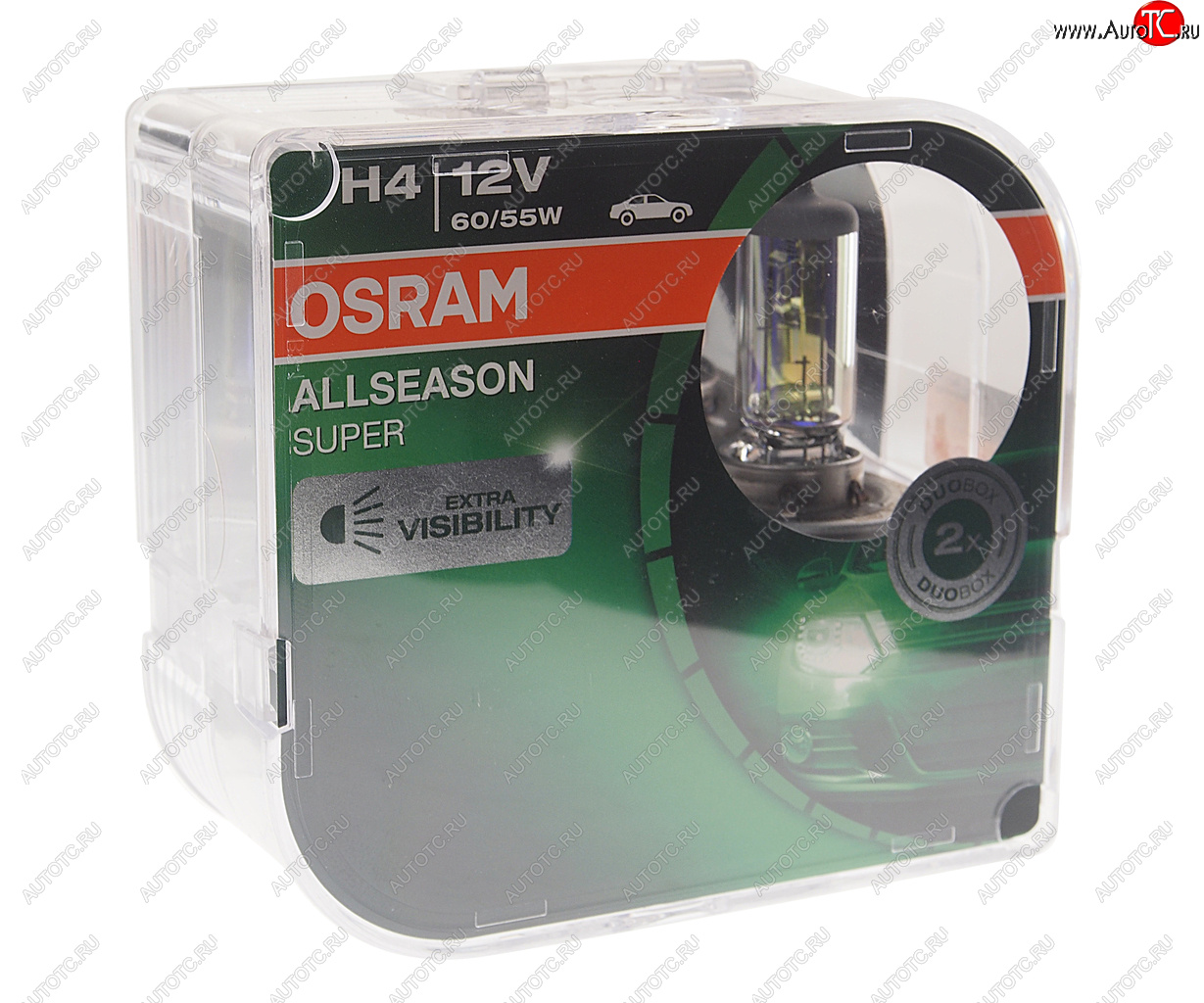 Лампа 12V H4 6055W P43t-38 +30% 3000K желтая бокс (2шт.) All Season Super OSRAM 64193als-hcb