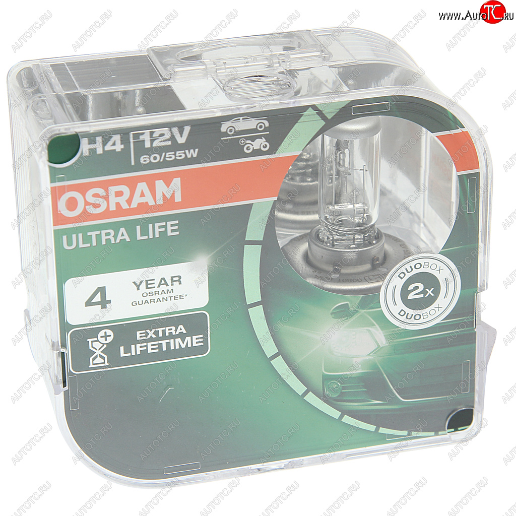 Лампа 12V H4 6055W P43t бокс (2шт.) Ultra Life OSRAM 64193ult-hcb