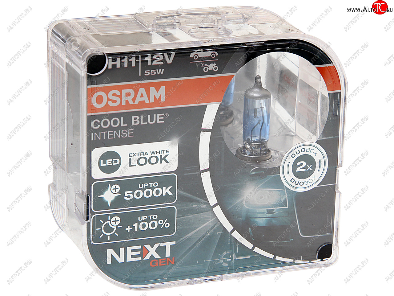 Лампа 12V H11 55W PGJ19-2 +100% 5000K евробокс (2шт.) Cool Blue Intense NextGen OSRAM 64211cbn2(euro)