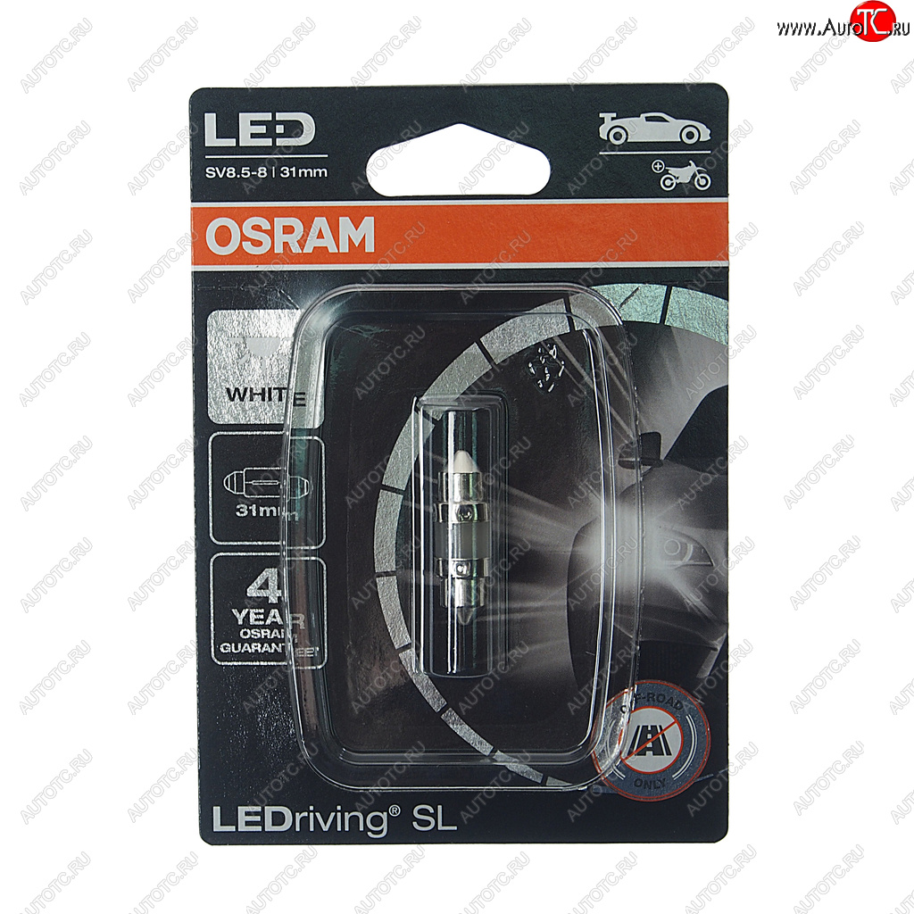 Лампа светодиодная 12V C5W SV8.5-8 31мм двухцокольная блистер OSRAM 6438dwpбл