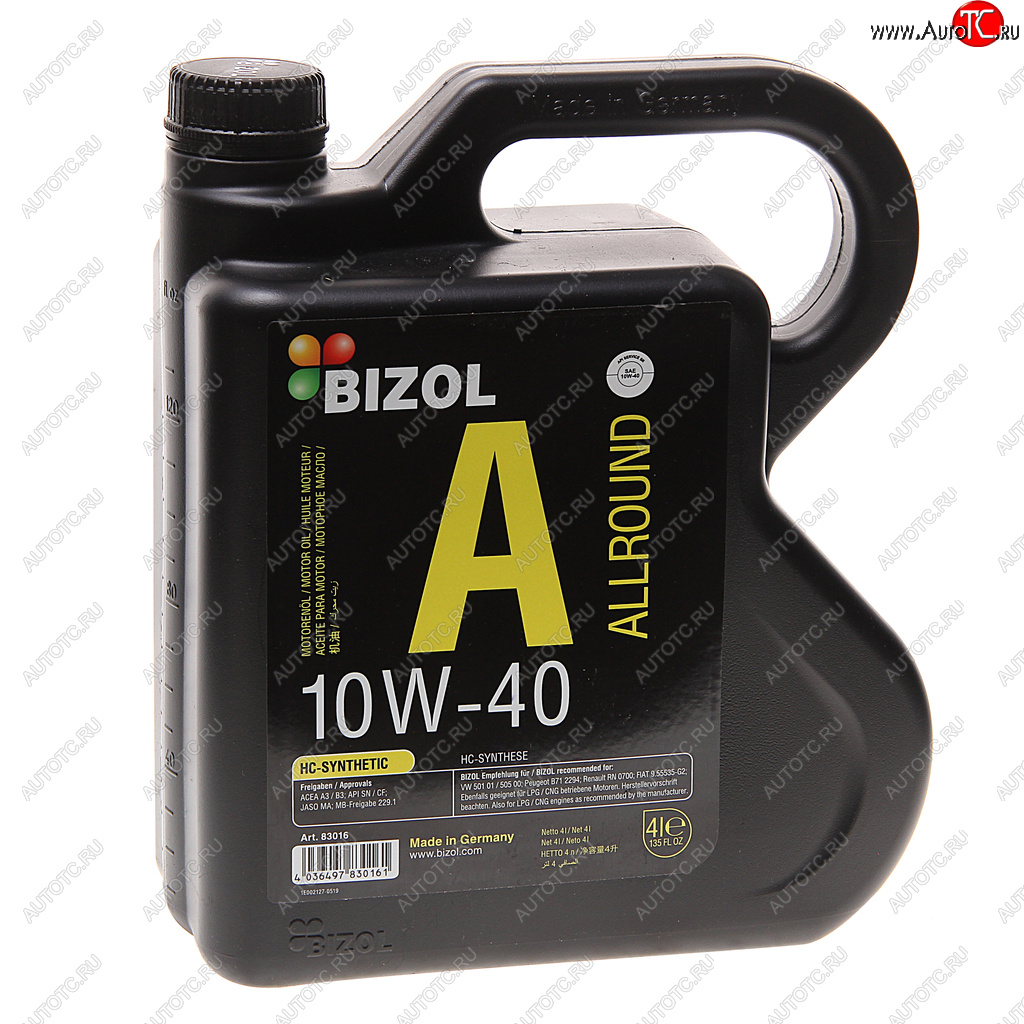 Масло моторное ALLROUND 10W40 п/синт.4л BIZOL BIZOL 83016 83016