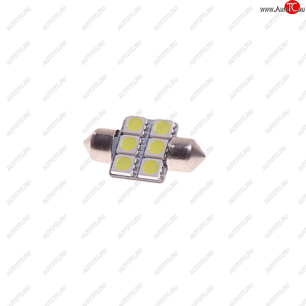 Лампа светодиодная 12V C10W SV8.5-8 31мм 6000K двухцокольная 6 светодиодов MEGAPOWER 85174w