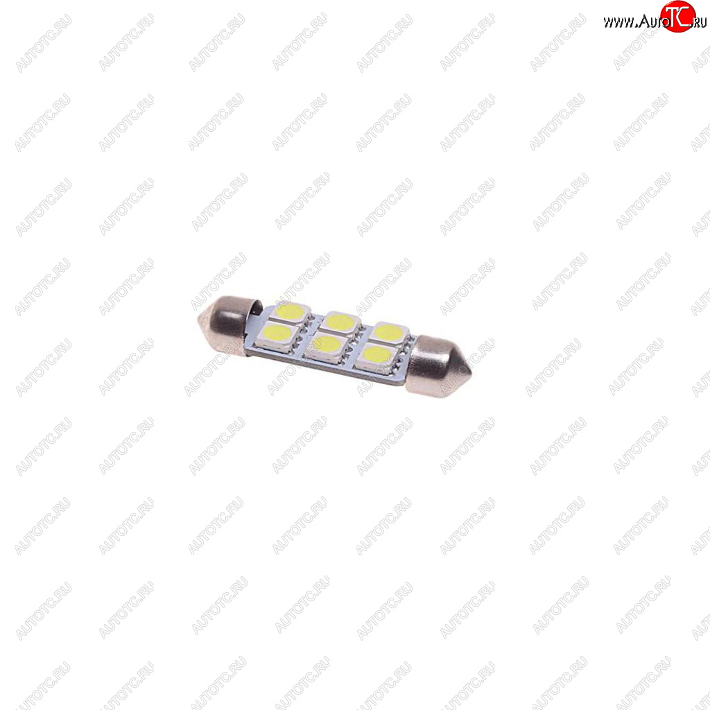 Лампа светодиодная 12V C10W SV8.5-8 41мм 6000K двухцокольная 6 светодиодов MEGAPOWER 85182w