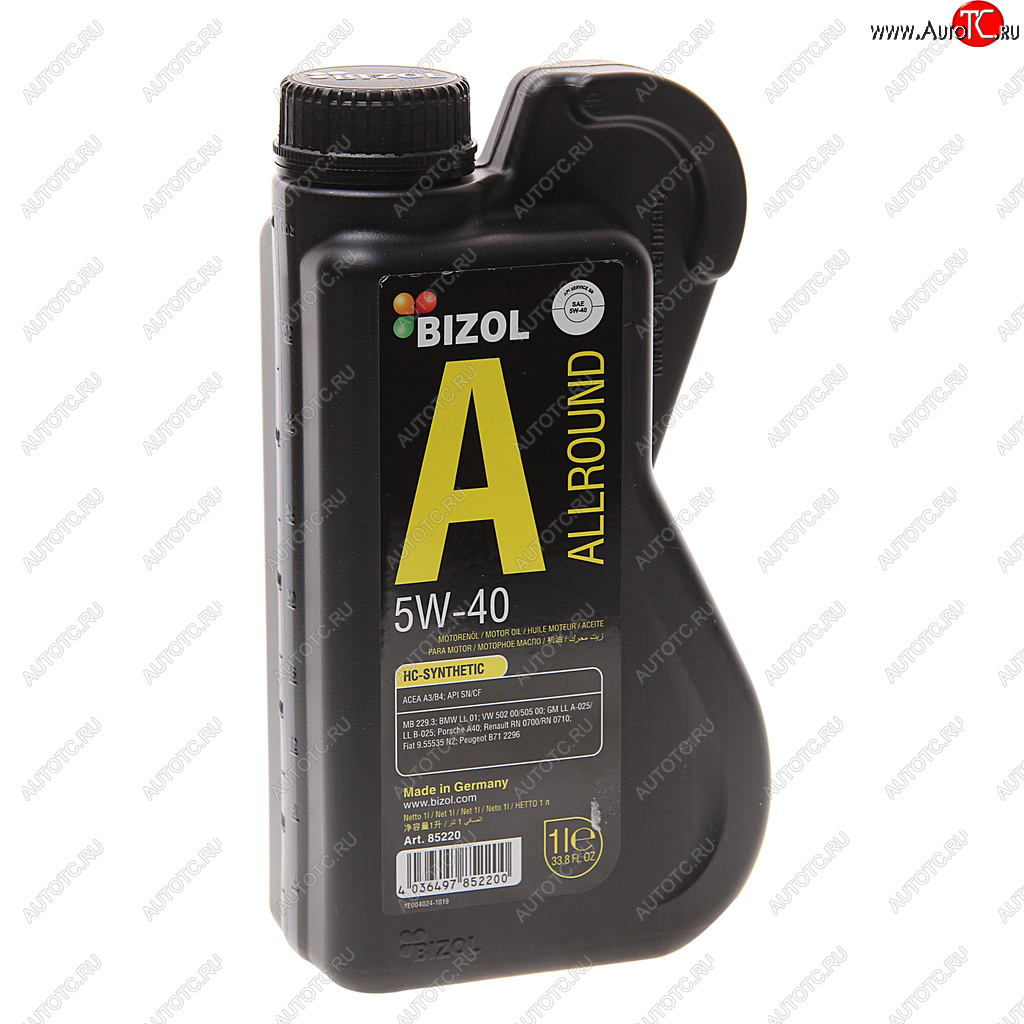 Масло моторное ALLROUND 5W40 синт.1л BIZOL 85220