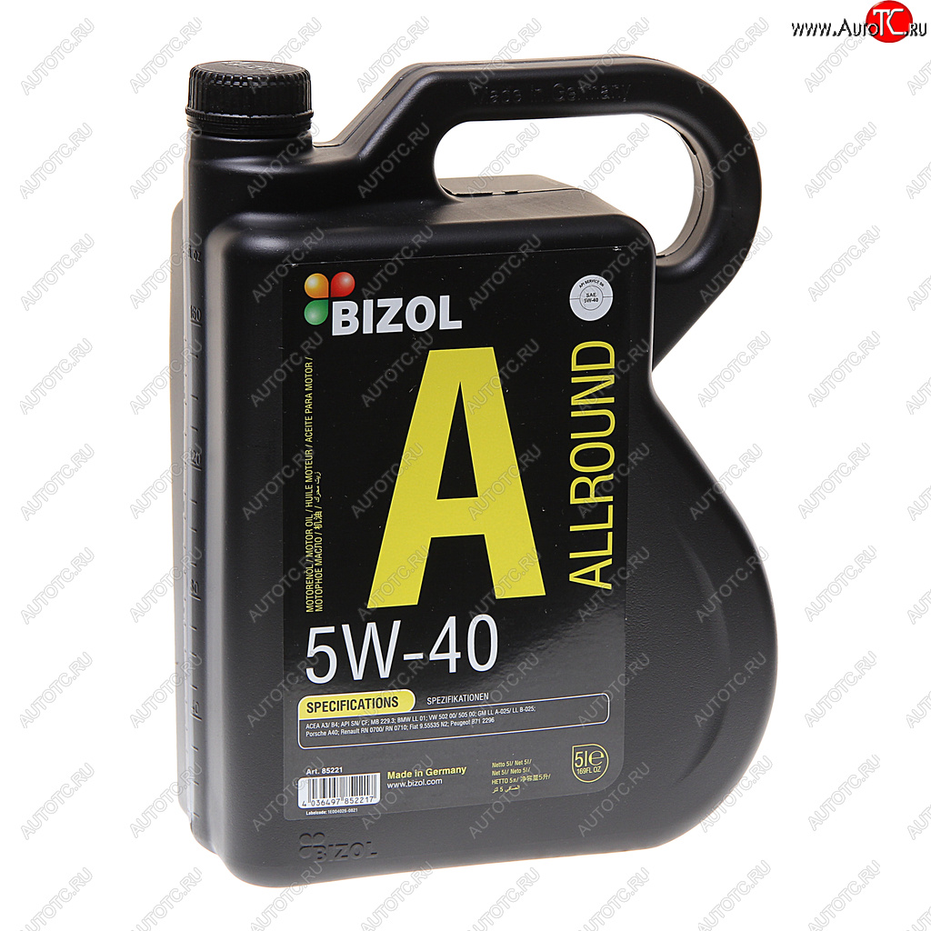 Масло моторное ALLROUND 5W40 синт.5л BIZOL BIZOL 85221 85221