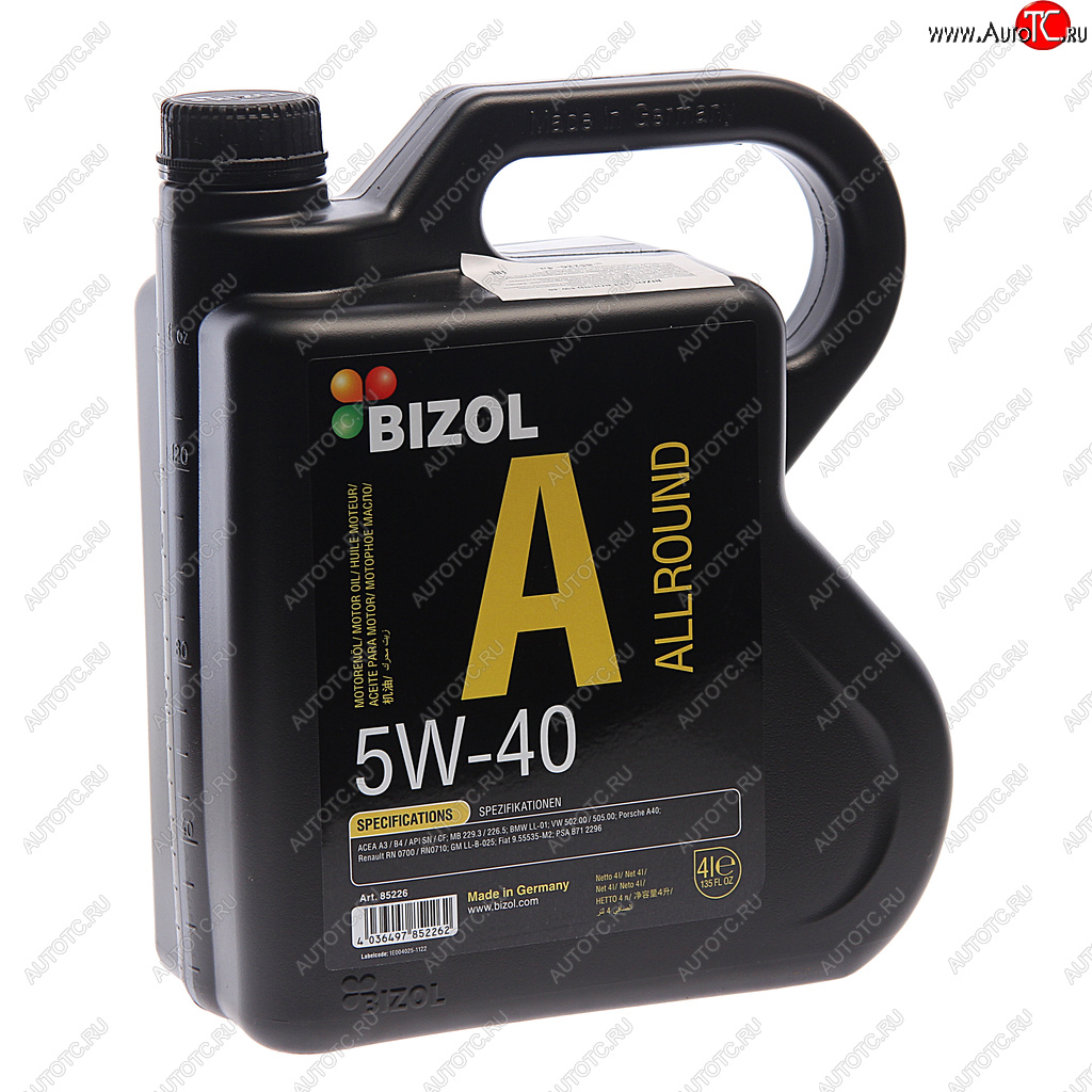 Масло моторное ALLROUND 5W40 синт.4л BIZOL BIZOL 85226 85226