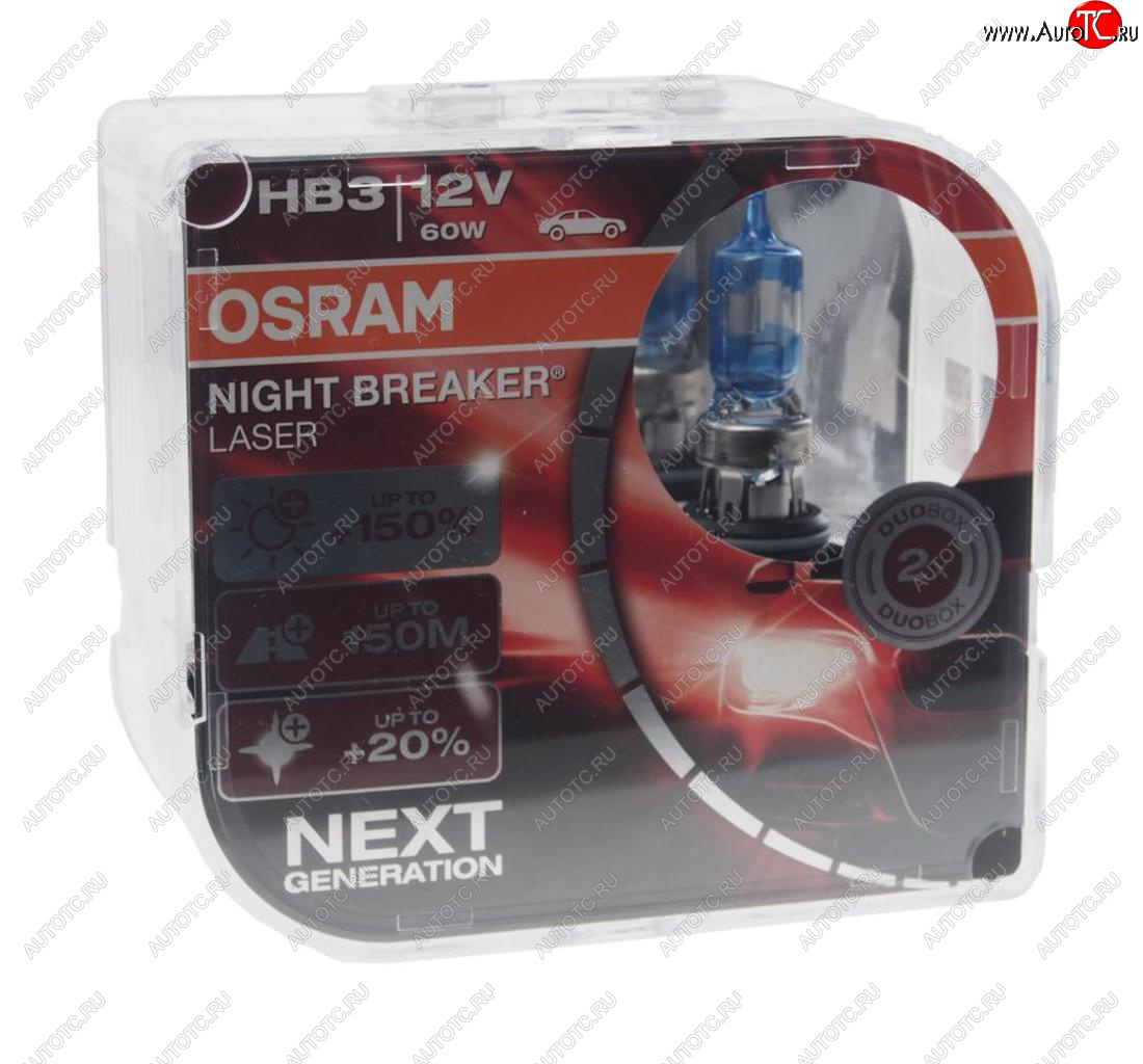 Лампа 12V HB3 60W P20d +150% 3800K бокс (2шт.) Night Breaker Laser OSRAM 9005nl2(euro)