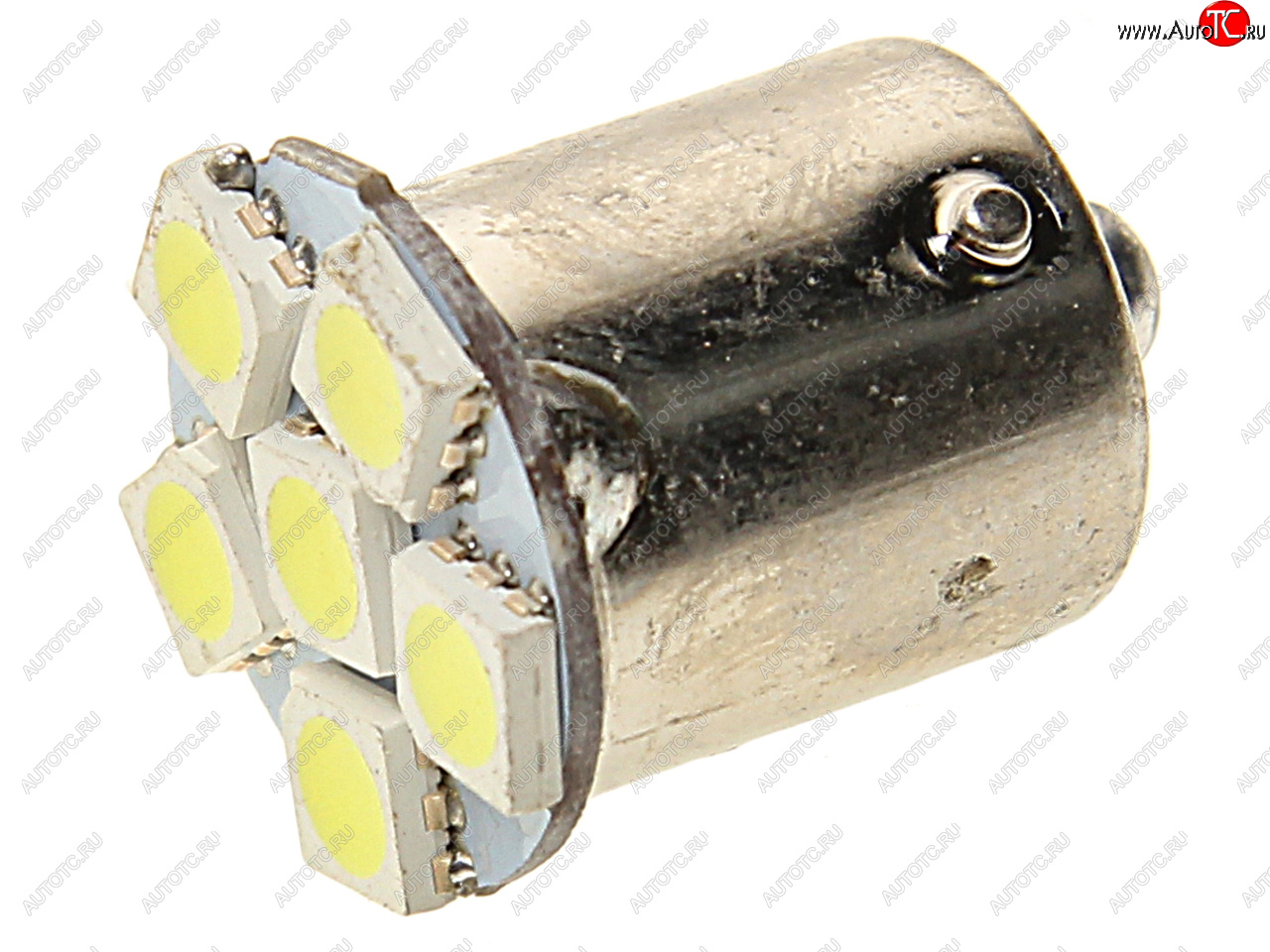 Лампа светодиодная 24V P21W BA15s 6 светодиодов белая АВТОСВЕТ avs-24t15-w6smd5050