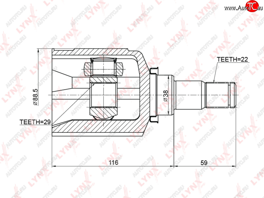 ШРУС внутренний CHEVROLET Aveo (03-08),Lacetti (03-08) комплект LYNX ci3703