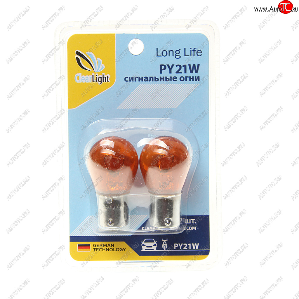 Лампа 12V PY21W BAU15s желтая блистер (2шт.) CLEARLIGHT cl-py21w-12v 2b