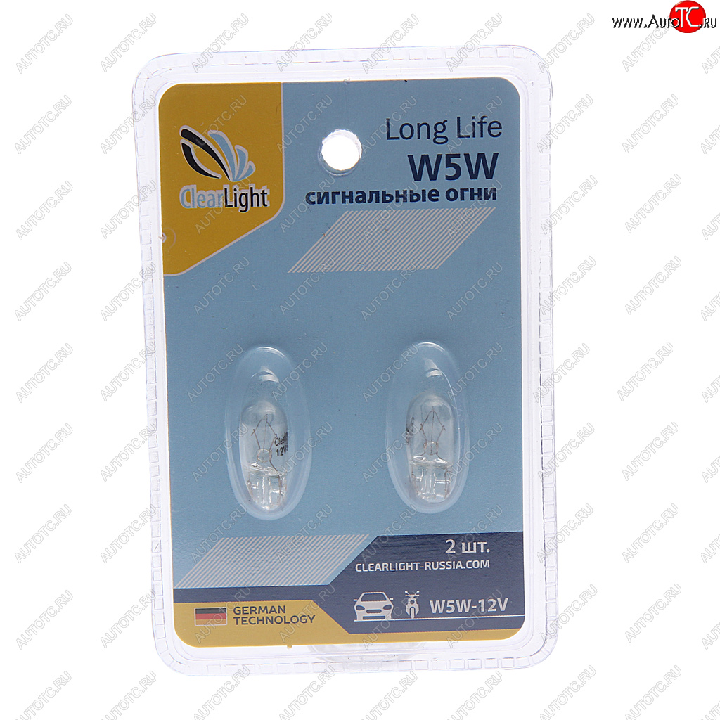 Лампа 12V W5W T10 W2.1x9.5d блистер (2шт.) CLEARLIGHT cl-w5w-12v 2b