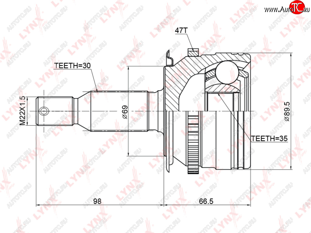 ШРУС наружный MITSUBISHI L200 (05-) LYNX co3774a