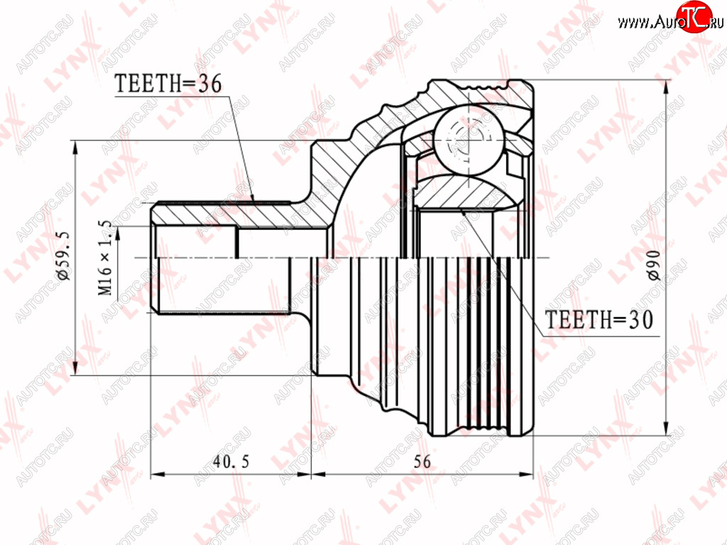 ШРУС наружный VW Golf 5,Passat B6,Caddy,Touran AUDI A3 комплект LYNX co8003