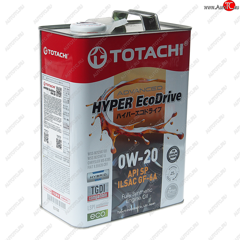 Масло моторное HYPER ECODRIVE SPGF-6A 0W20 синт.4л TOTACHI e0104