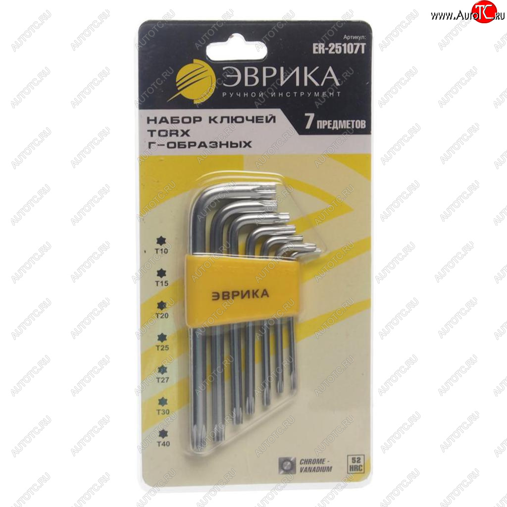 Набор ключей TORX T10-Т40 Г-образных 7 предметов ЭВРИКА er-25107t