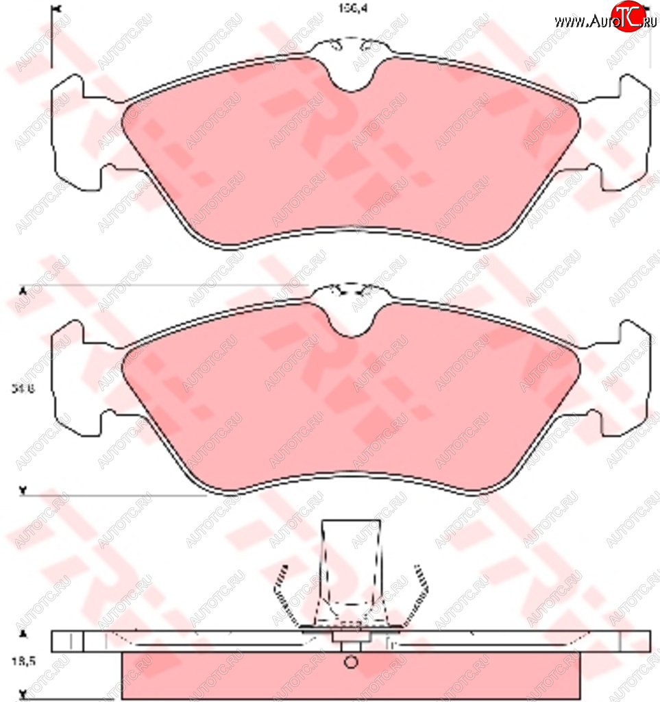 Колодки тормозные MERCEDES W460, W463, Sprinter (901-904) VW LT (97-07) задние (4шт.) TRW gdb1263