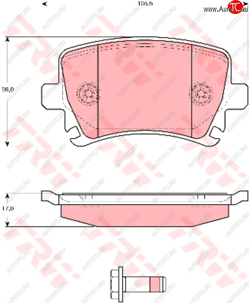 Колодки тормозные VW Golf,Touran AUDI A3,A6 SKODA Octavia задние (4шт.) TRW gdb1622