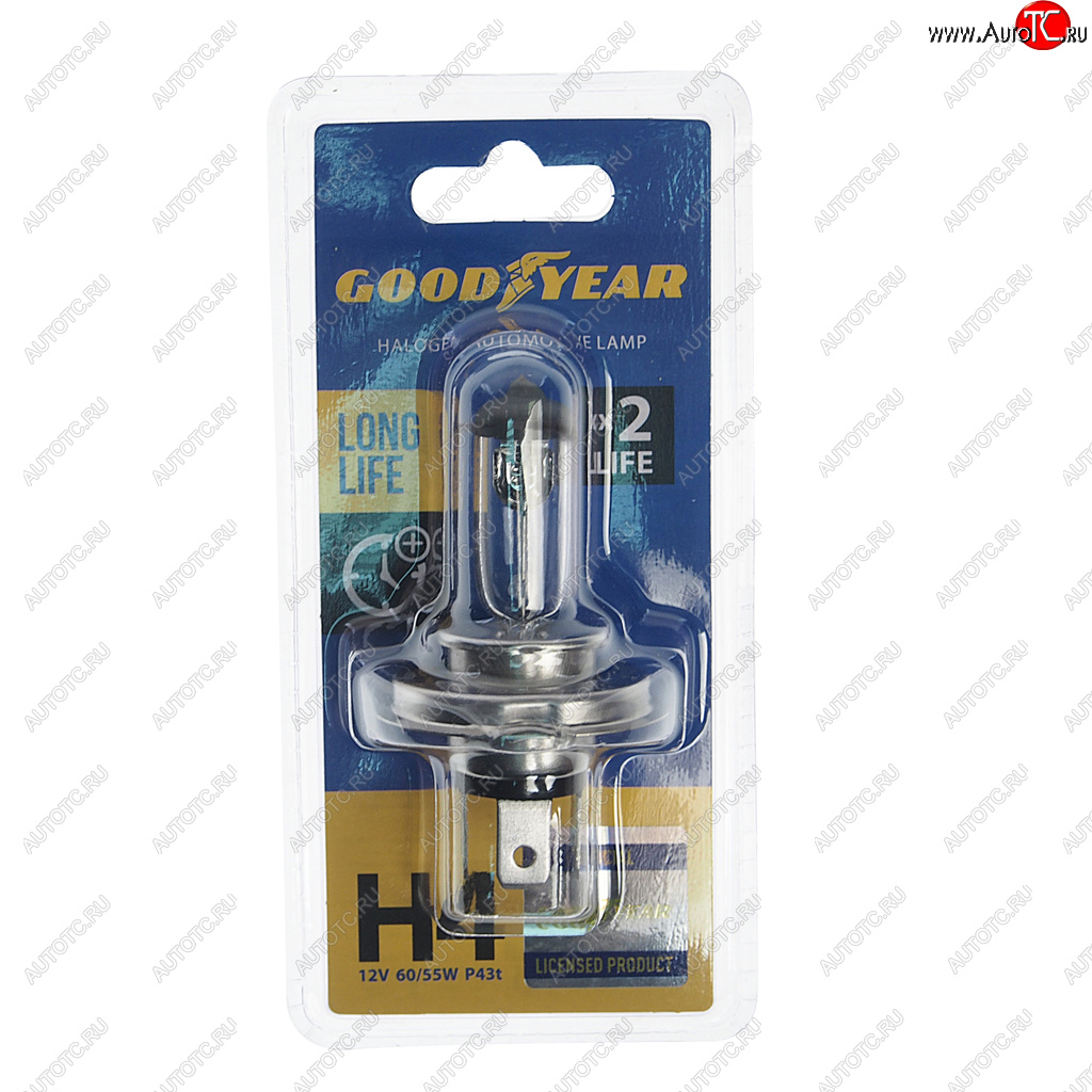 Лампа 12V H4 6055W P43t блистер (1шт.) Long Life GOODYEAR gy014123