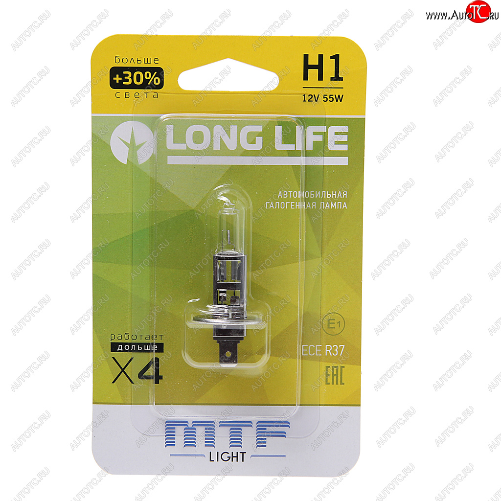 Лампа 12V H1 55W P14.5s +30% блистер (1шт.) Long Life MTF hll1201b