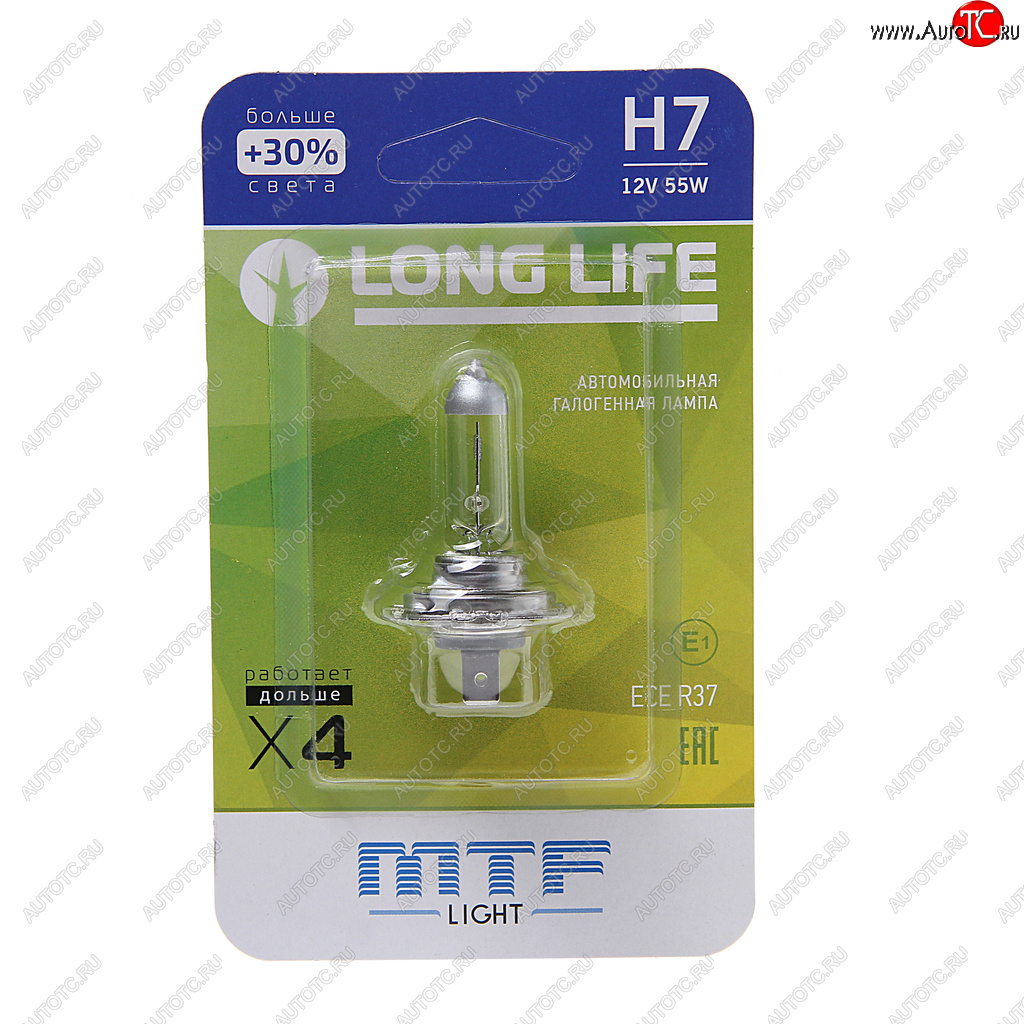 Лампа 12V H7 55W PX26d +30% блистер (1шт.) Long Life MTF hll1207b