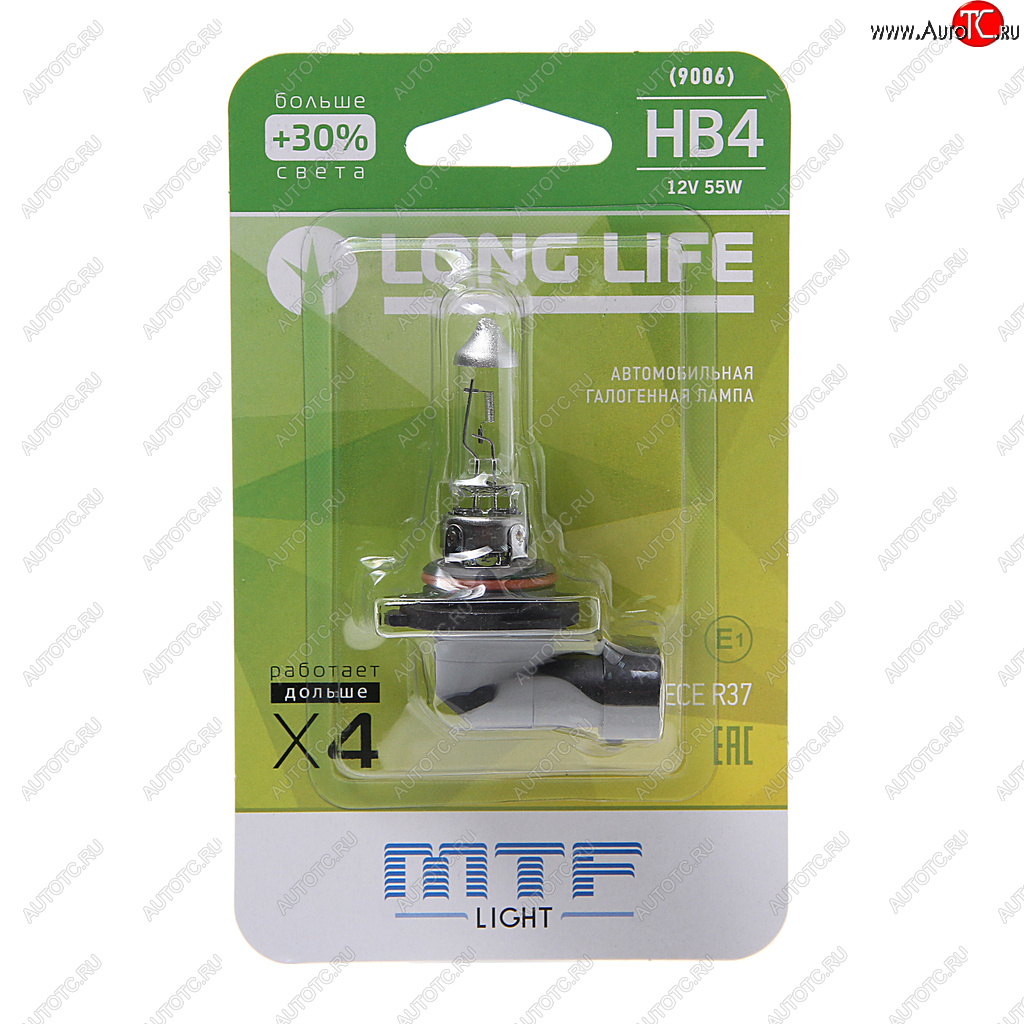 Лампа 12V HB4 55W P22d +30% блистер (1шт.) Long Life MTF hll12b4b