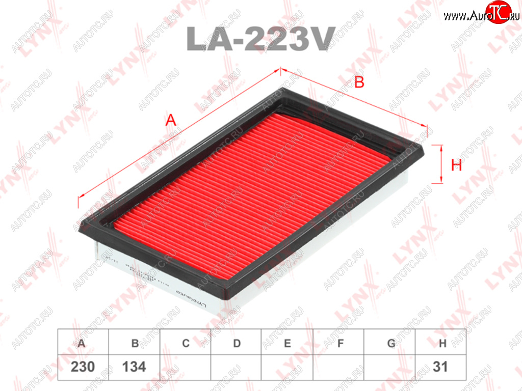 Фильтр воздушный NISSAN Note (E11) (1.6),Qashqai (J10E) (1.5),Tiida (C11X) (1.6),Micra (K12) LYNX la223v