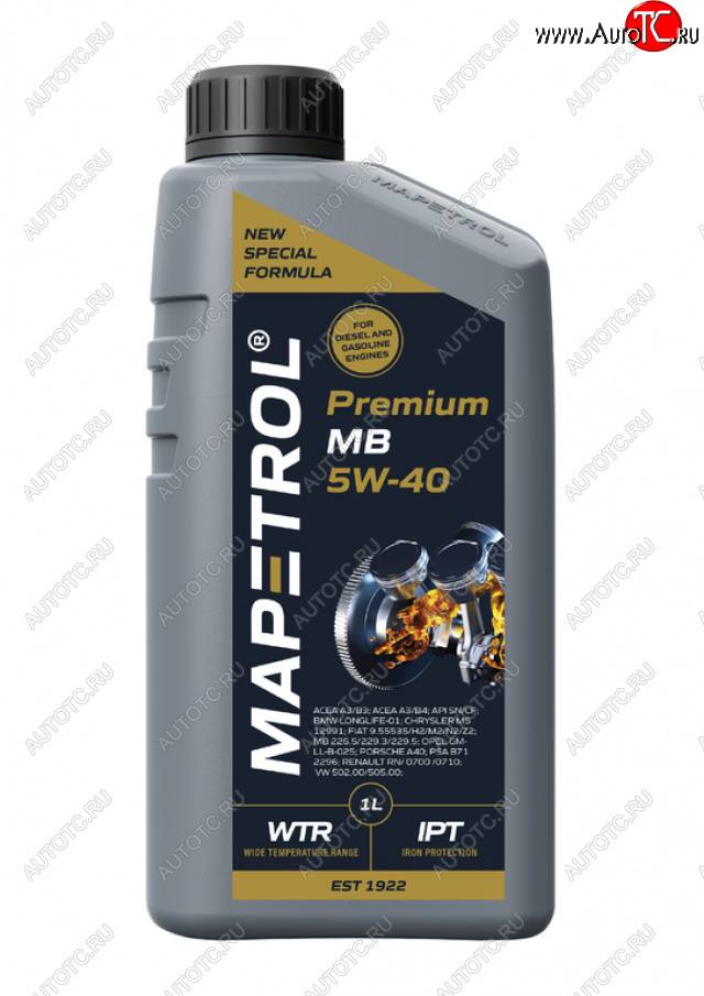 Масло моторное PREMIUM MB 5W40 синт.1л MAPETROL map0157